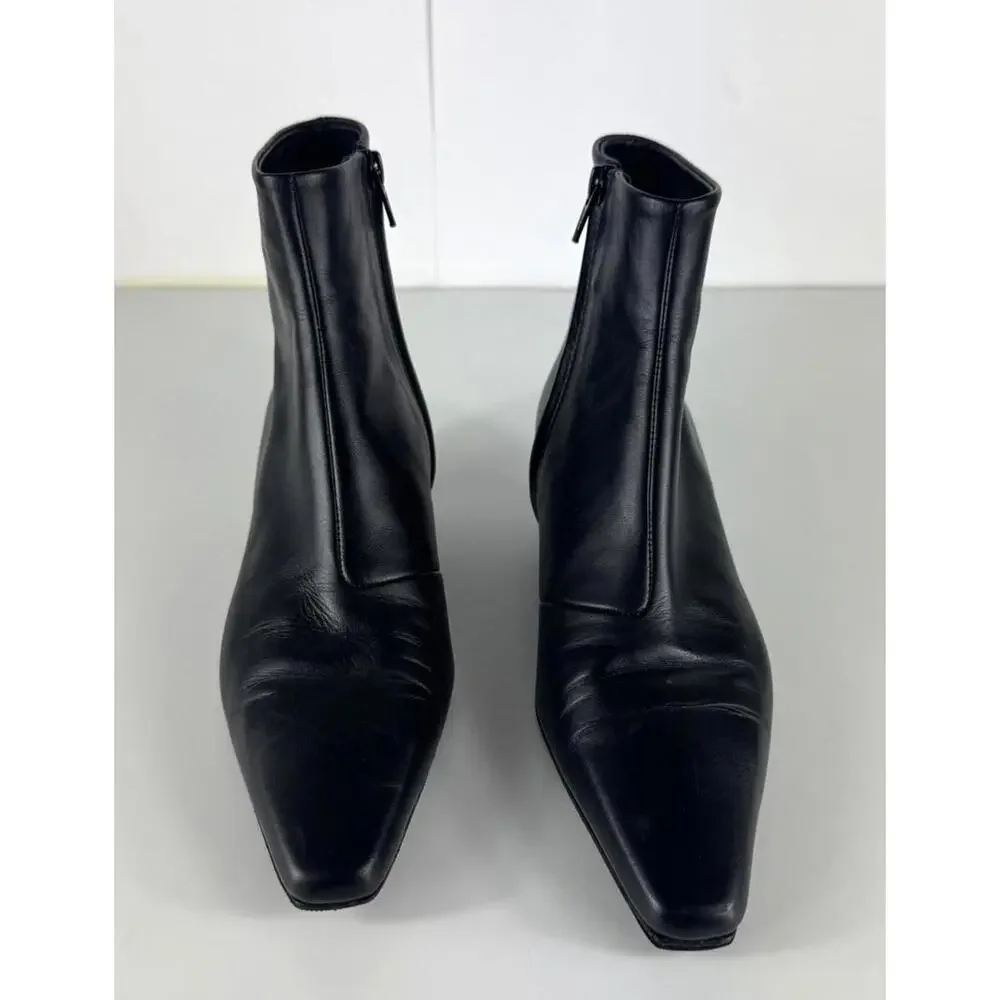 TOTEME Women's The Slim Black Leather Ankle Boot EU 37 US 7 - Picture 2 of 8